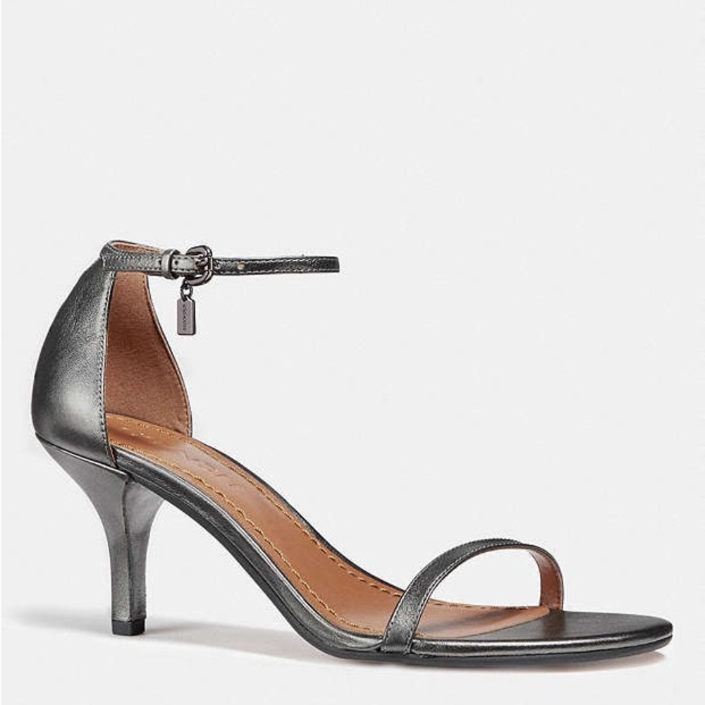 Coach heeled sandals in gunmetal color size 6.5
